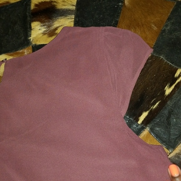 Short sleeve chiffon blouse-Burgundy - Picture 4 of 4